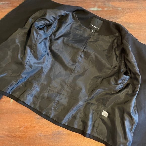 Trouve Women's Wool & Faux Leather Jacket Motorcycle Style Sz XS - Picture 6 of 9